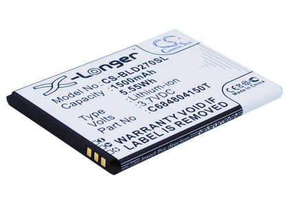 3.7V, 1500mAh, Li-ion Battery fits Blu, D270, D270a, 5.55Wh