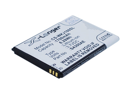 3.7V, 1700mAh, Li-ion Battery fits Wiko, Jimmy, 6.29Wh