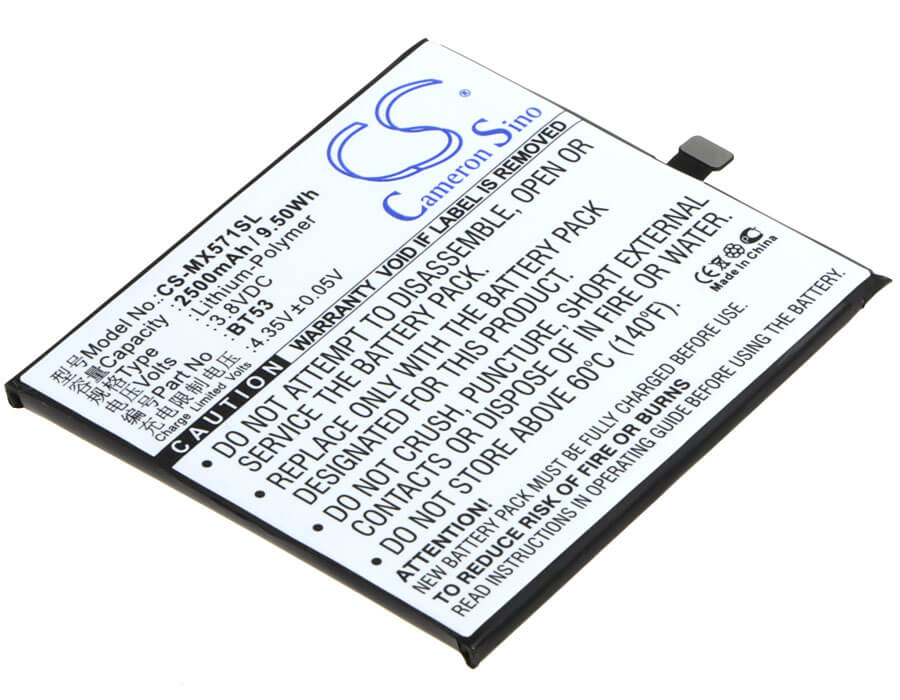 3.8V, 2500mAh, Li-Polymer Battery fits Meizu, M570c, M570m, 9.5Wh