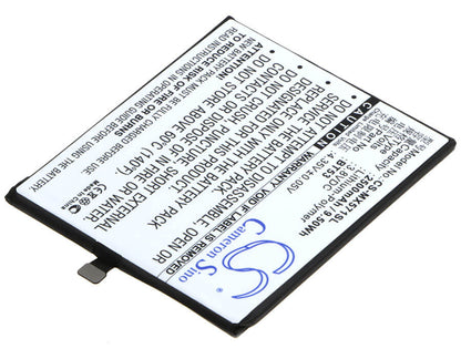 3.8V, 2500mAh, Li-Polymer Battery fits Meizu, M570c, M570m, 9.5Wh
