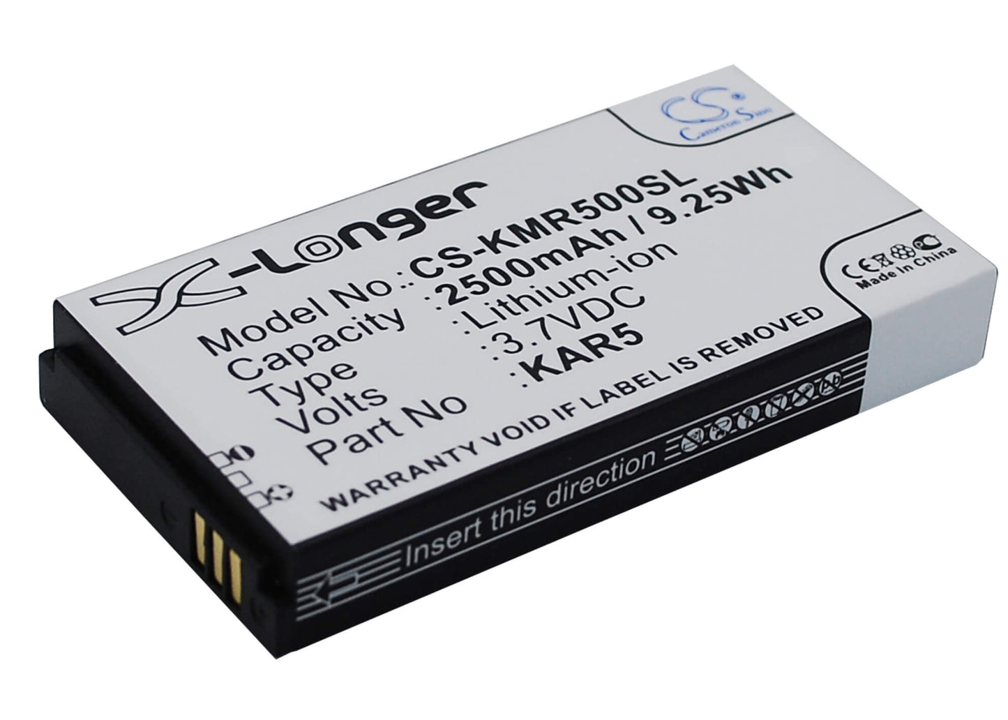 3.7V, 2500mAh, Li-ion Battery fits Kazam, Life R5, 9.25Wh