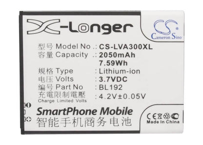 3.7V, 2050mAh, Li-ion Battery fits Lenovo, A300, A590, 7.585Wh