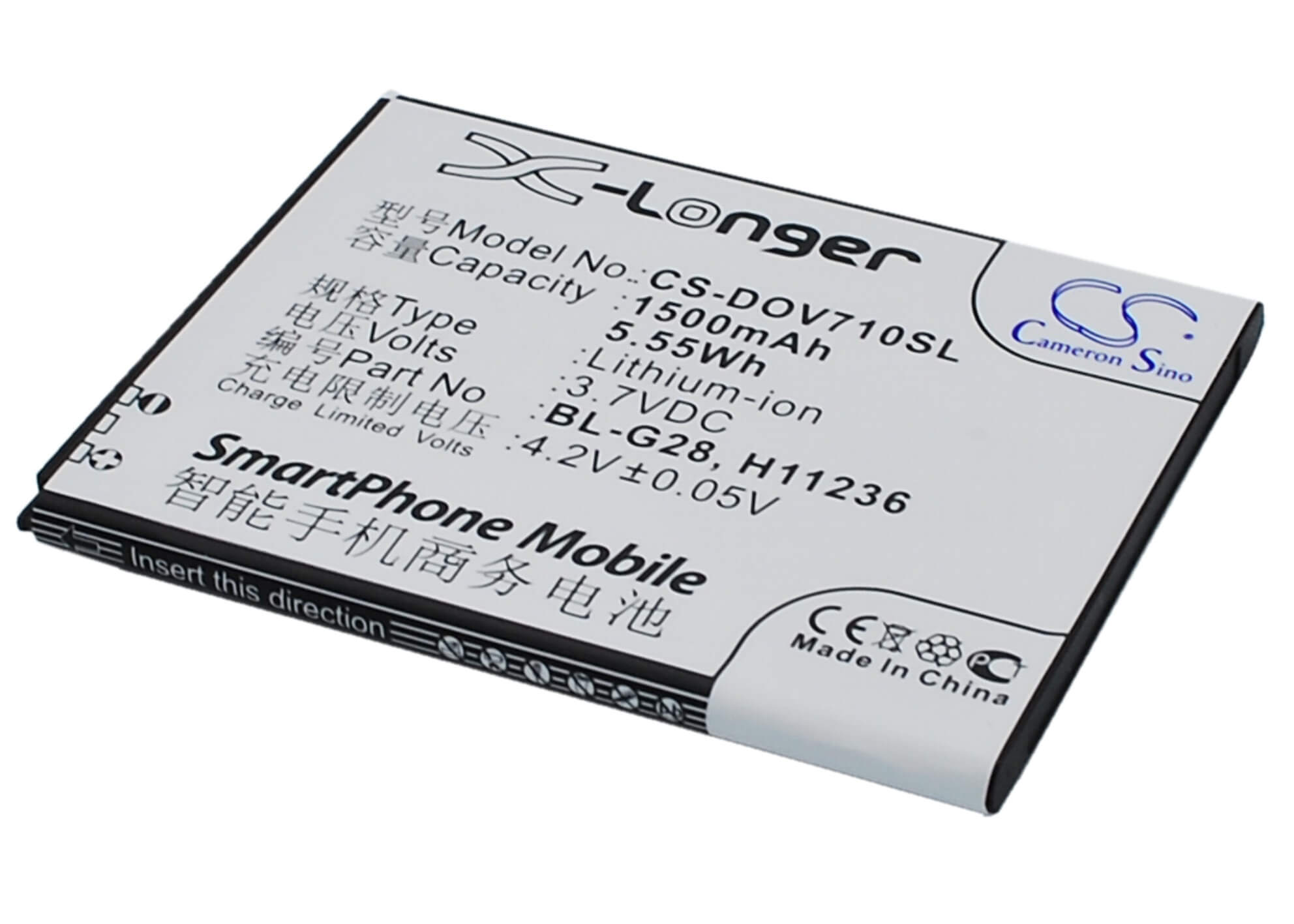 3.7V, 1500mAh, Li-ion Battery fits Doov, D710, Ieva D710, 5.55Wh