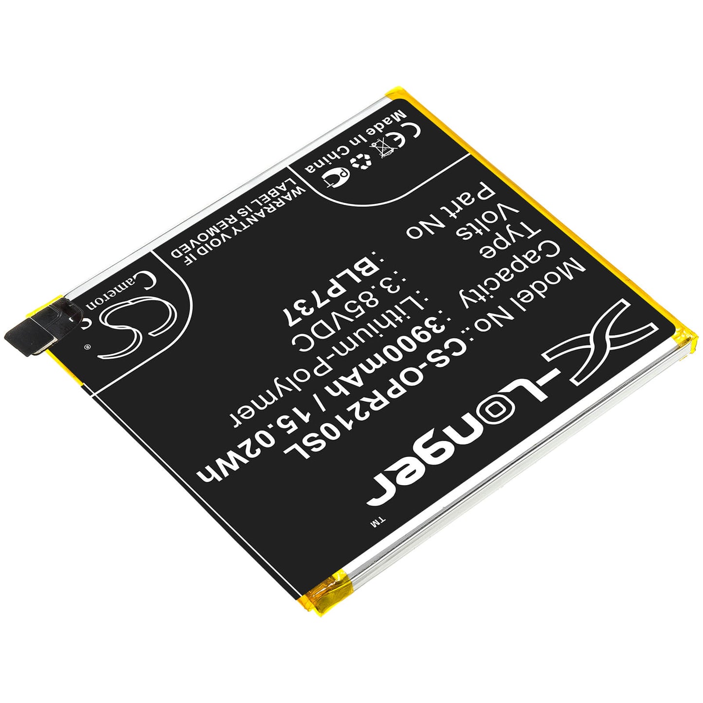 3.85V, 3900mAh, Li-Polymer Battery fits Oppo, Cph1945, Cph1951, 15.015Wh