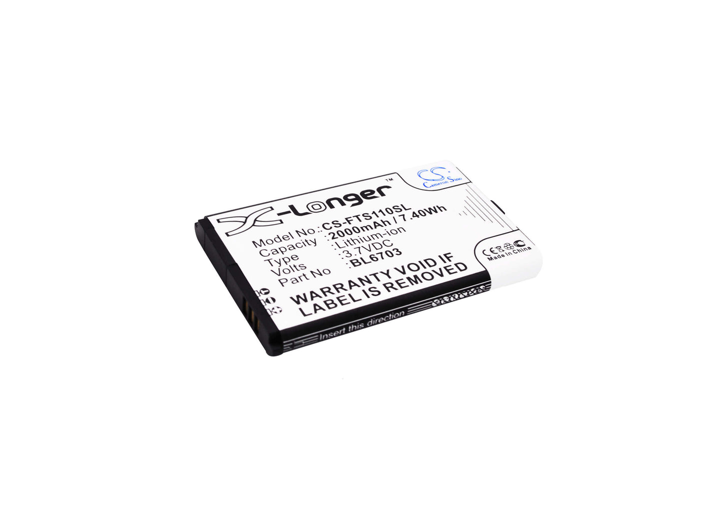 3.7V, 2000mAh, Li-ion Battery fits Fly, Ts110, 7.4Wh