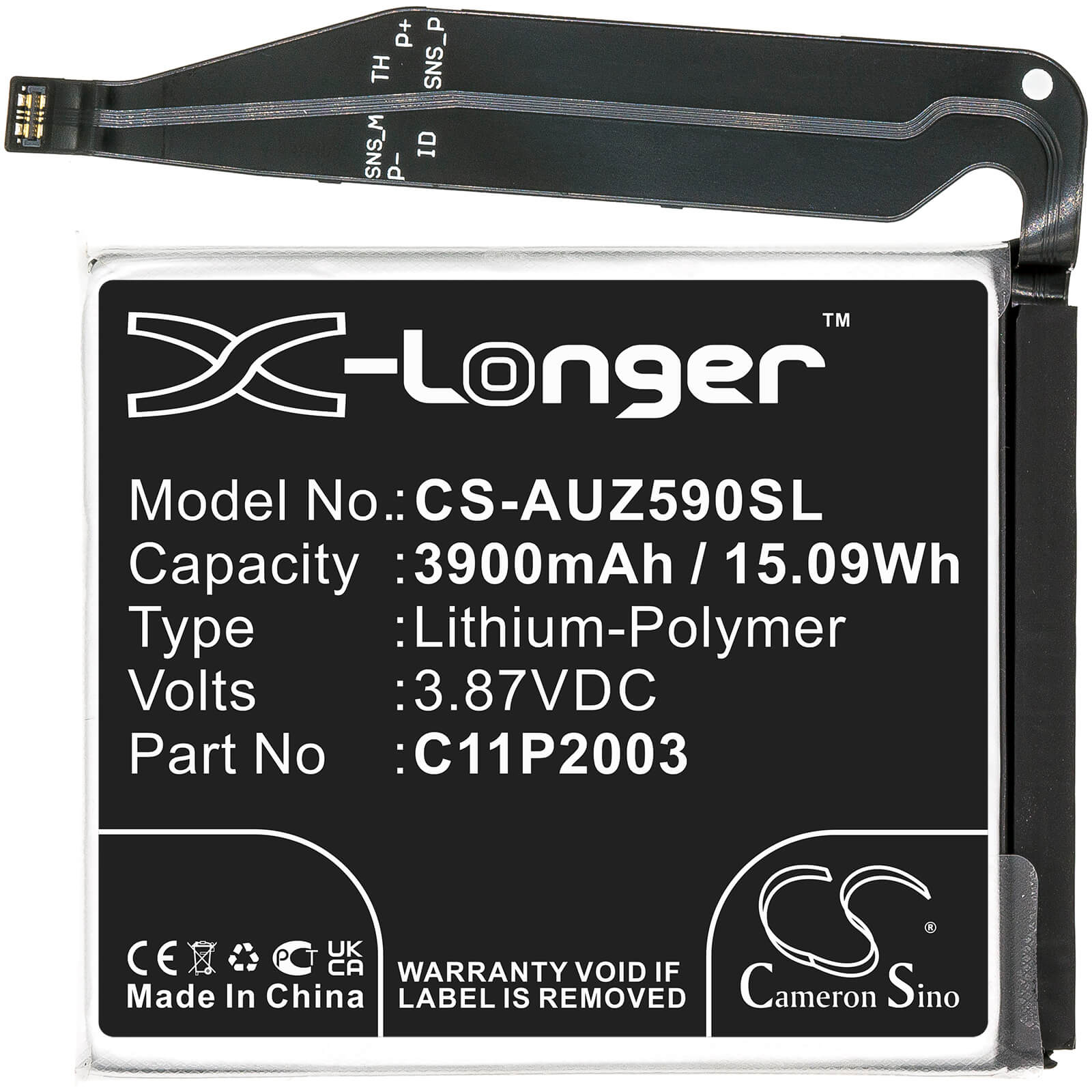 3.87V, 3900mAh, Li-Polymer Battery fits Asus, Zenfone 8, Zs590ks, 15.093Wh