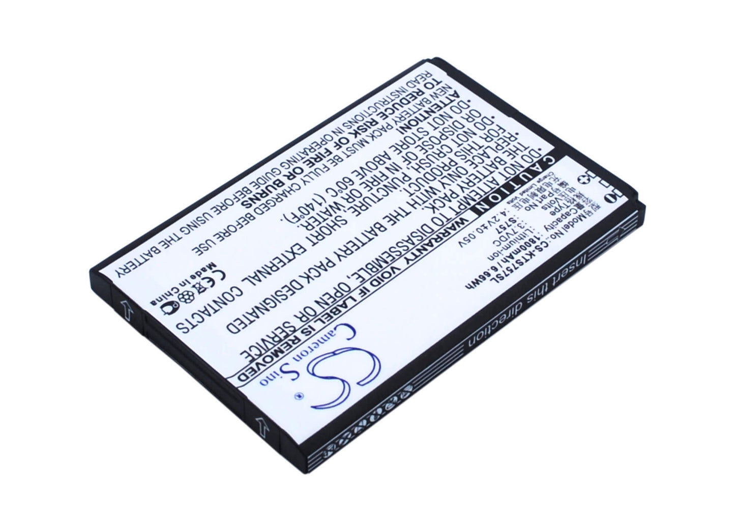 3.7V, 1800mAh, Li-ion Battery fits K-touch, S757, 6.66Wh