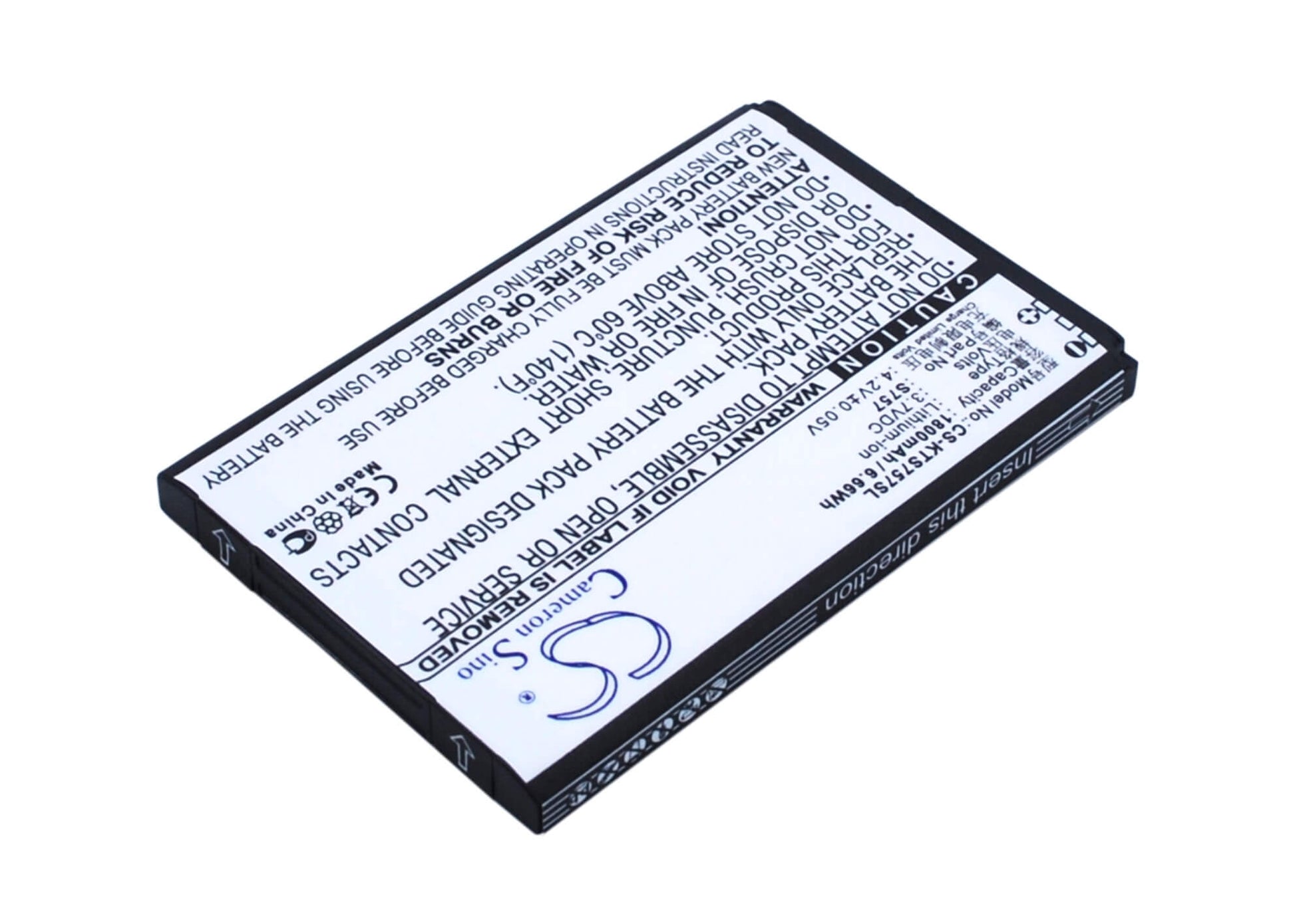 3.7V, 1800mAh, Li-ion Battery fits K-touch, S757, 6.66Wh