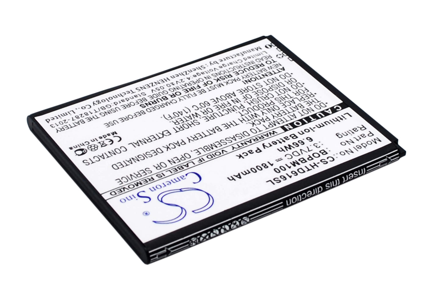 3.7V, 1800mAh, Li-ion Battery fits Htc, D616d, D616h, 6.66Wh