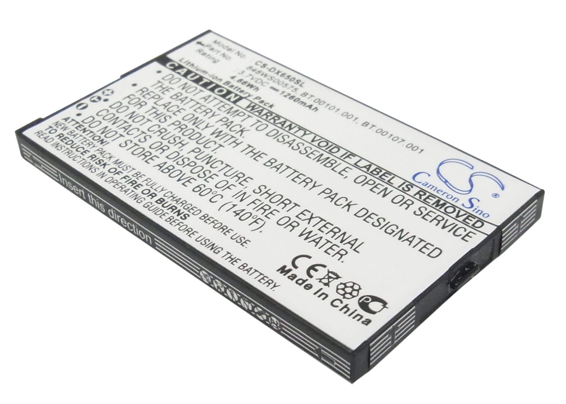 3.7V, 1260mAh, Li-ion Battery fits Acer, Tempo Dx650, 4.662Wh