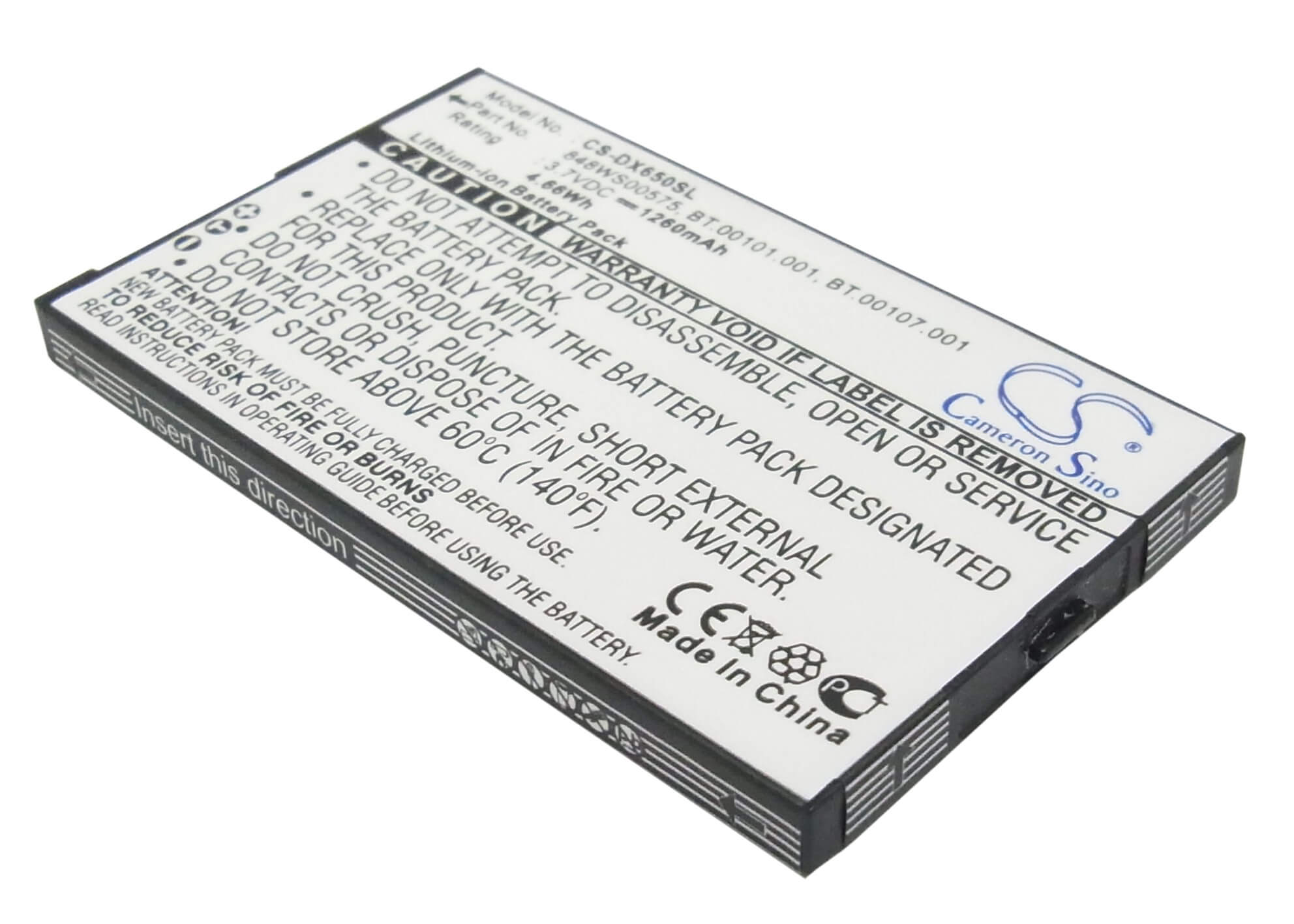 3.7V, 1260mAh, Li-ion Battery fits Acer, Tempo Dx650, 4.662Wh