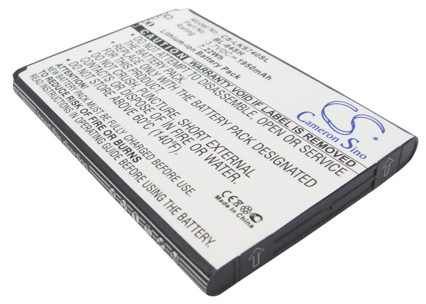 3.7V, 1950mAh, Li-ion Battery fits Lg, F540s, H442, 7.215Wh