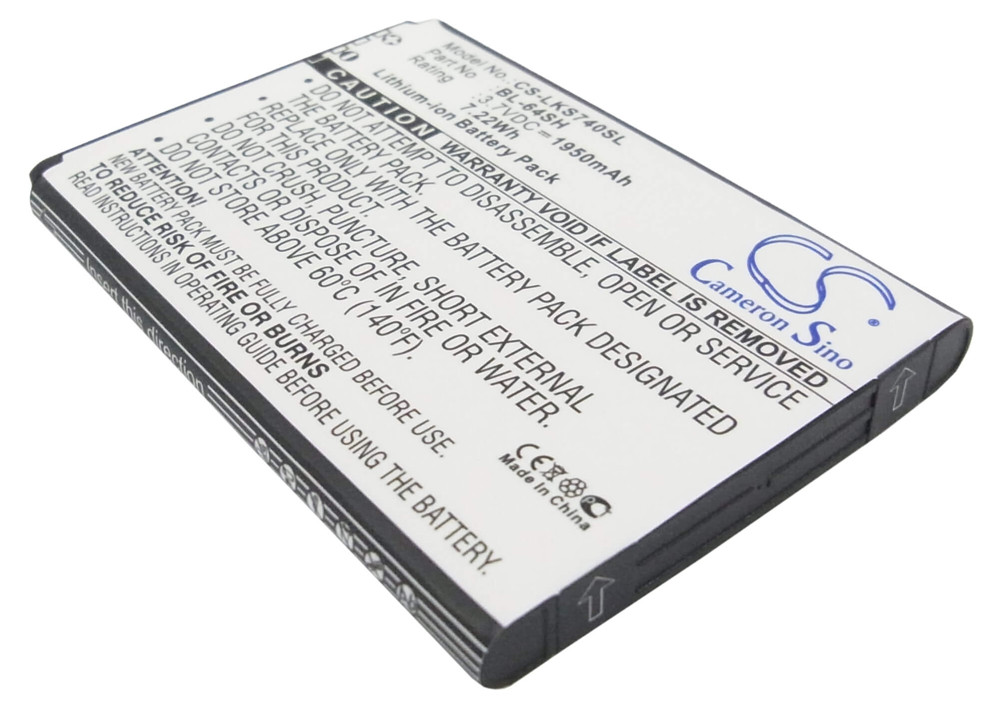 3.7V, 1950mAh, Li-ion Battery fits Lg, F540s, H442, 7.215Wh