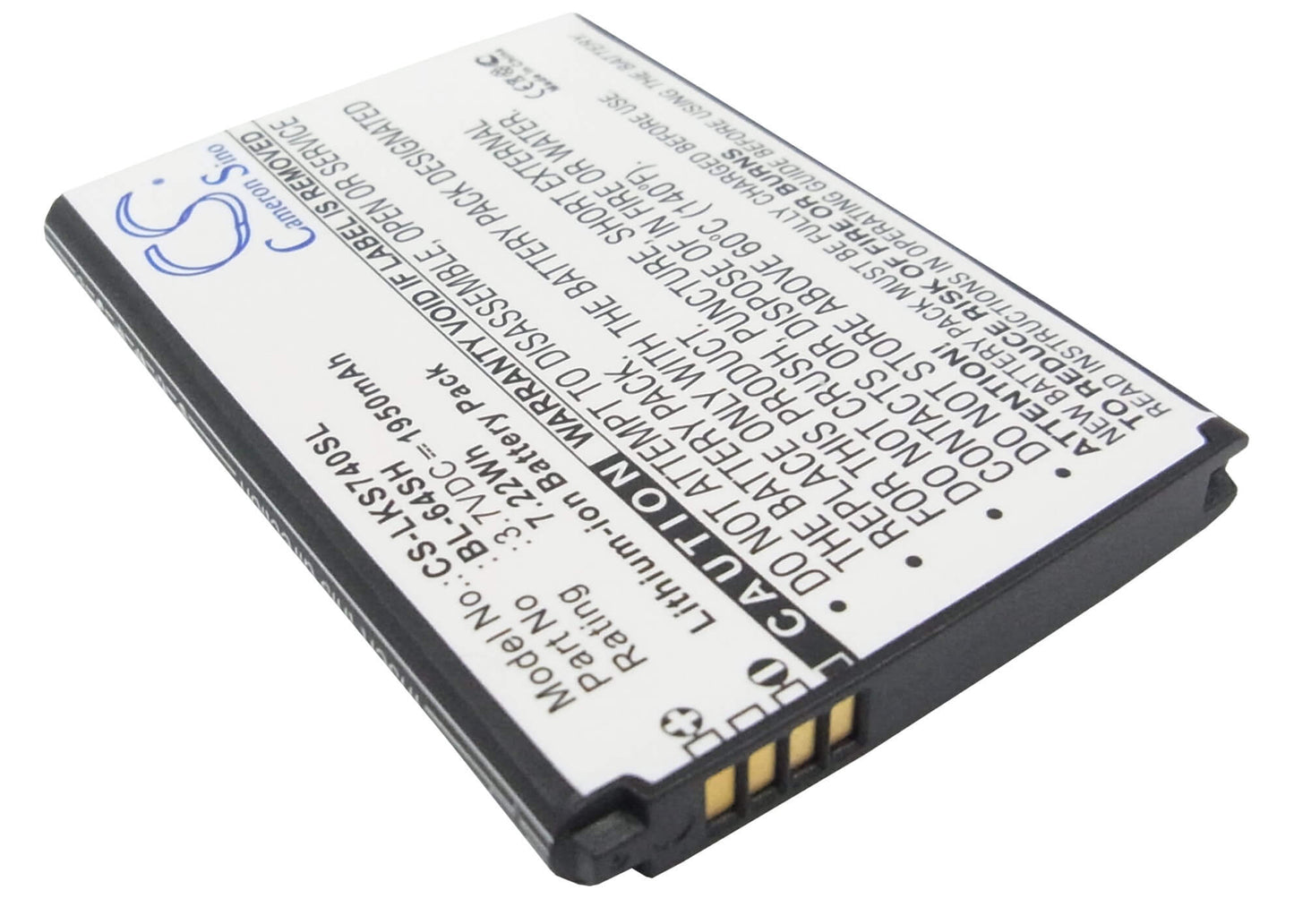 3.7V, 1950mAh, Li-ion Battery fits Lg, F540s, H442, 7.215Wh