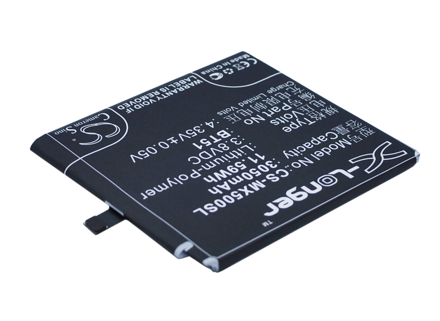 3.8V, 3050mAh, Li-Polymer Battery fits Meizu, M575 Dual Sim, M575m, 11.59Wh