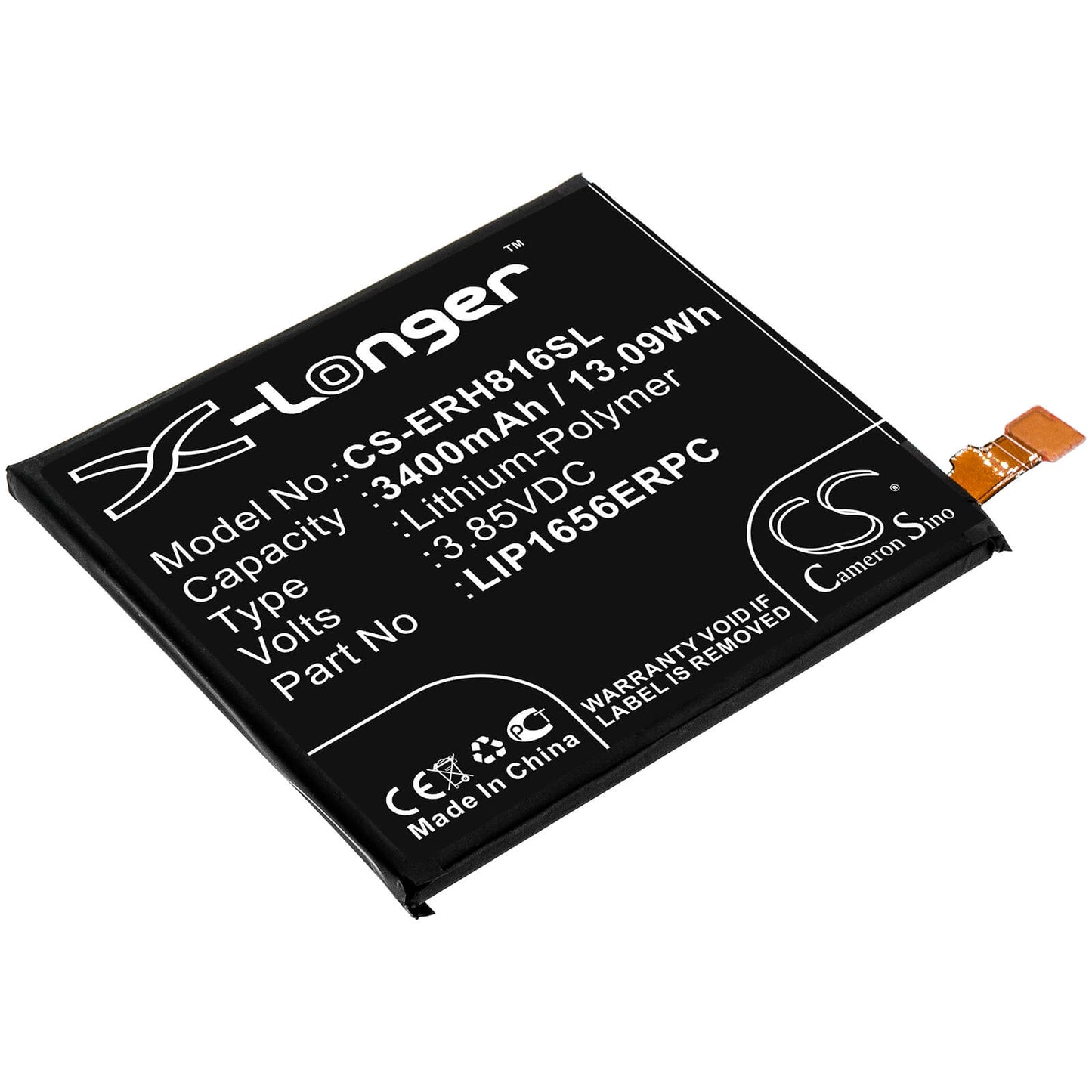 3.85V, 3400mAh, Li-Polymer Battery fits Sony, H8116, H8166, 13.09Wh