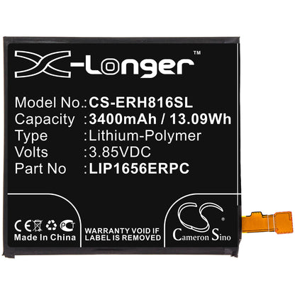 3.85V, 3400mAh, Li-Polymer Battery fits Sony, H8116, H8166, 13.09Wh