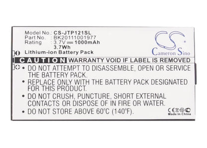 3.7V, 1000mAh, Li-ion Battery fits Jcb, Toughphone Tradesman, Tp121, 3.7Wh