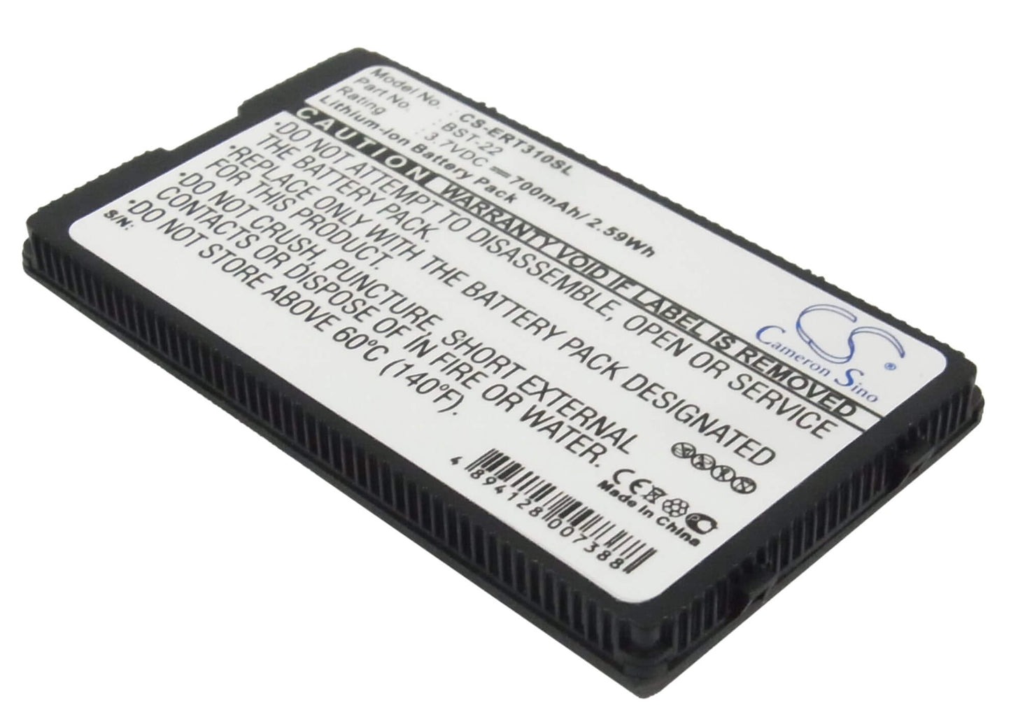 3.7V, 700mAh, Li-ion Battery fits Sony Ericsson, T300, T306, 2.59Wh