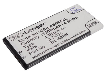 3.7V, 1300mAh, Li-ion Battery fits Lg, As695, Lgms695-r, 4.81Wh
