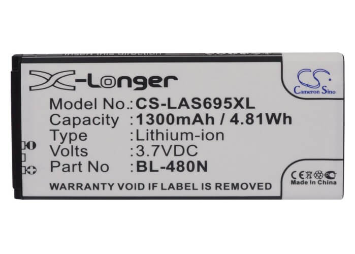 3.7V, 1300mAh, Li-ion Battery fits Lg, As695, Lgms695-r, 4.81Wh