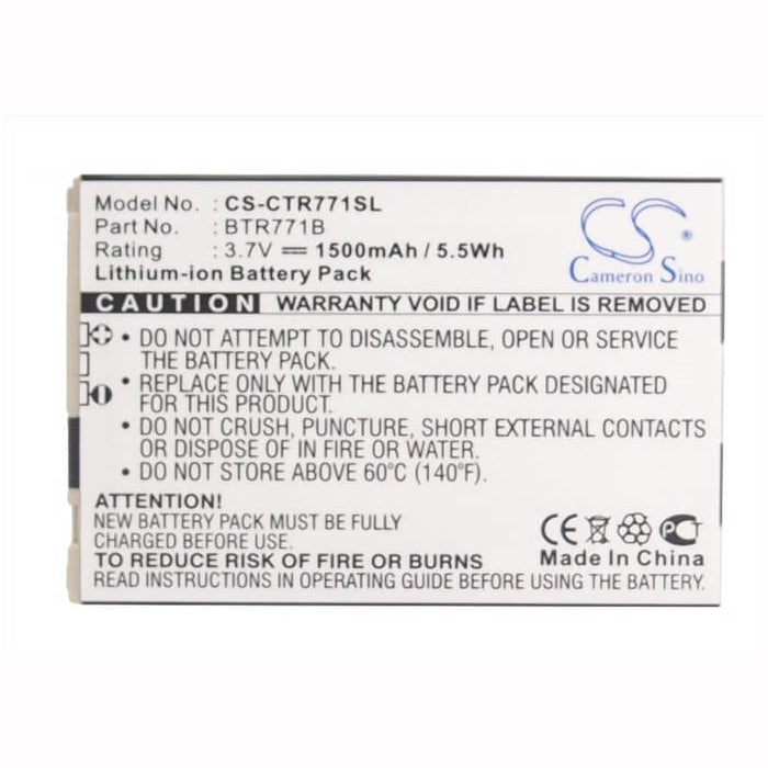 3.7V, 1500mAh, Li-ion Battery fits Casio, C771, Gzone Commando C771, 5.55Wh