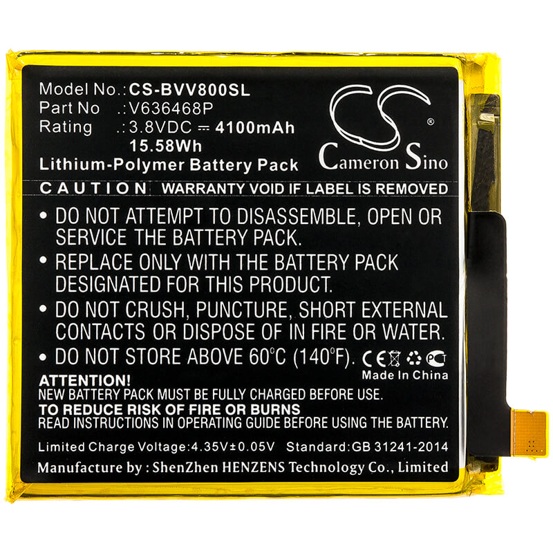 3.8V, 4100mAh, Li-Polymer Battery fits Blackview, Bv8000, 15.58Wh