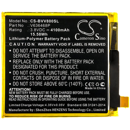 3.8V, 4100mAh, Li-Polymer Battery fits Blackview, Bv8000, 15.58Wh