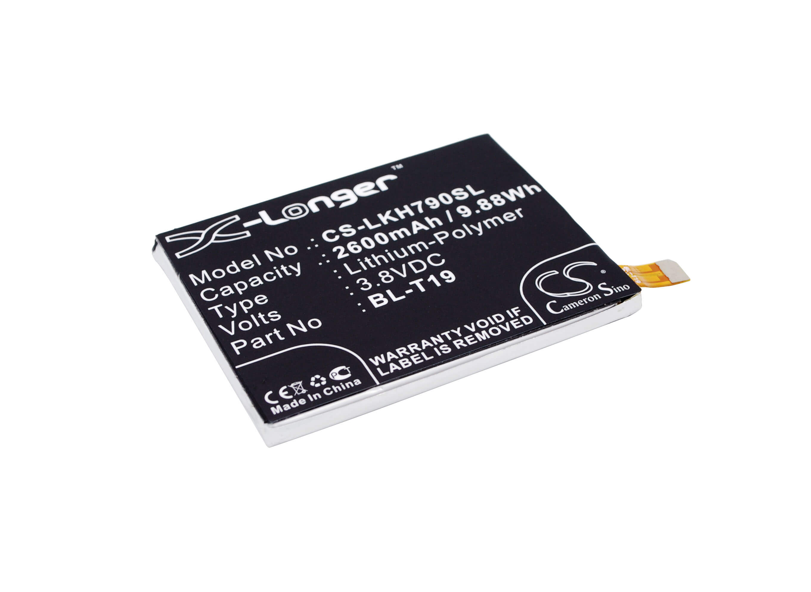3.8V, 2600mAh, Li-Polymer Battery fits Lg, Bullhead, H790, 9.88Wh