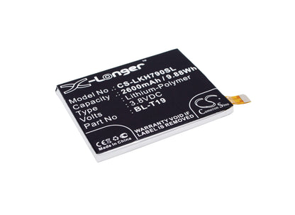 3.8V, 2600mAh, Li-Polymer Battery fits Google, Nexus 5x, Nexus 5x Lte, 9.88Wh