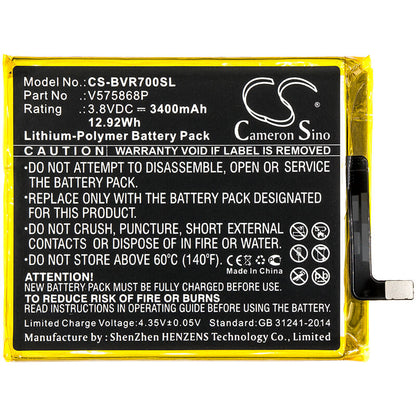 3.8V, 3400mAh, Li-Polymer Battery fits Blackview, Bv7000, 12.92Wh