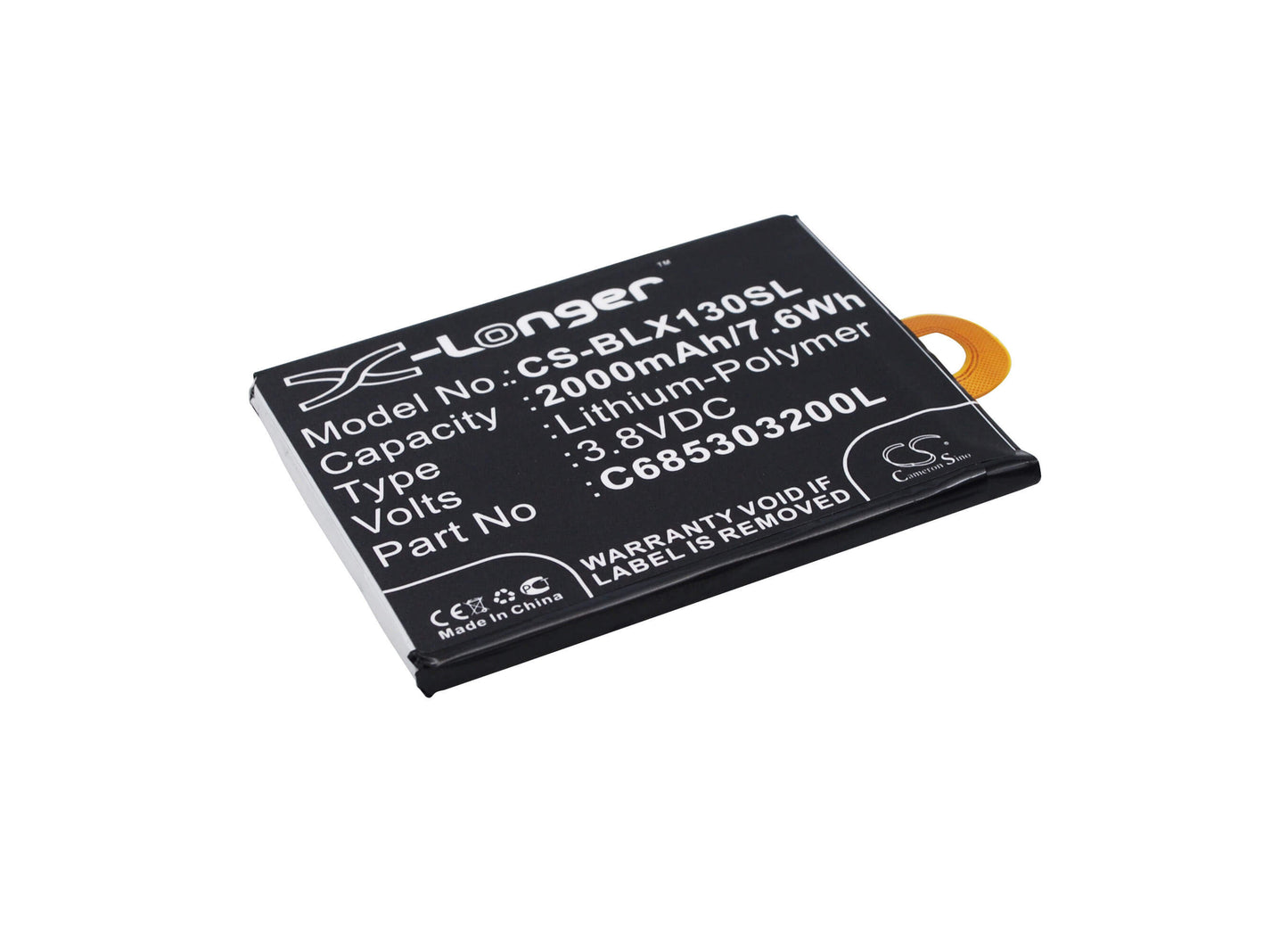 3.8V, 2000mAh, Li-Polymer Battery fits Blu, Win Jr Lte, X130, 7.6Wh