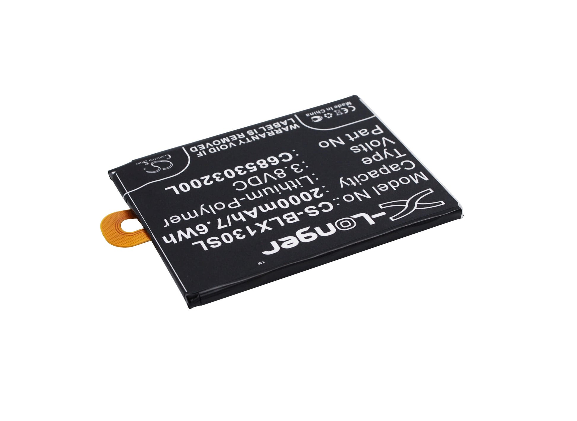 3.8V, 2000mAh, Li-Polymer Battery fits Blu, Win Jr Lte, X130, 7.6Wh