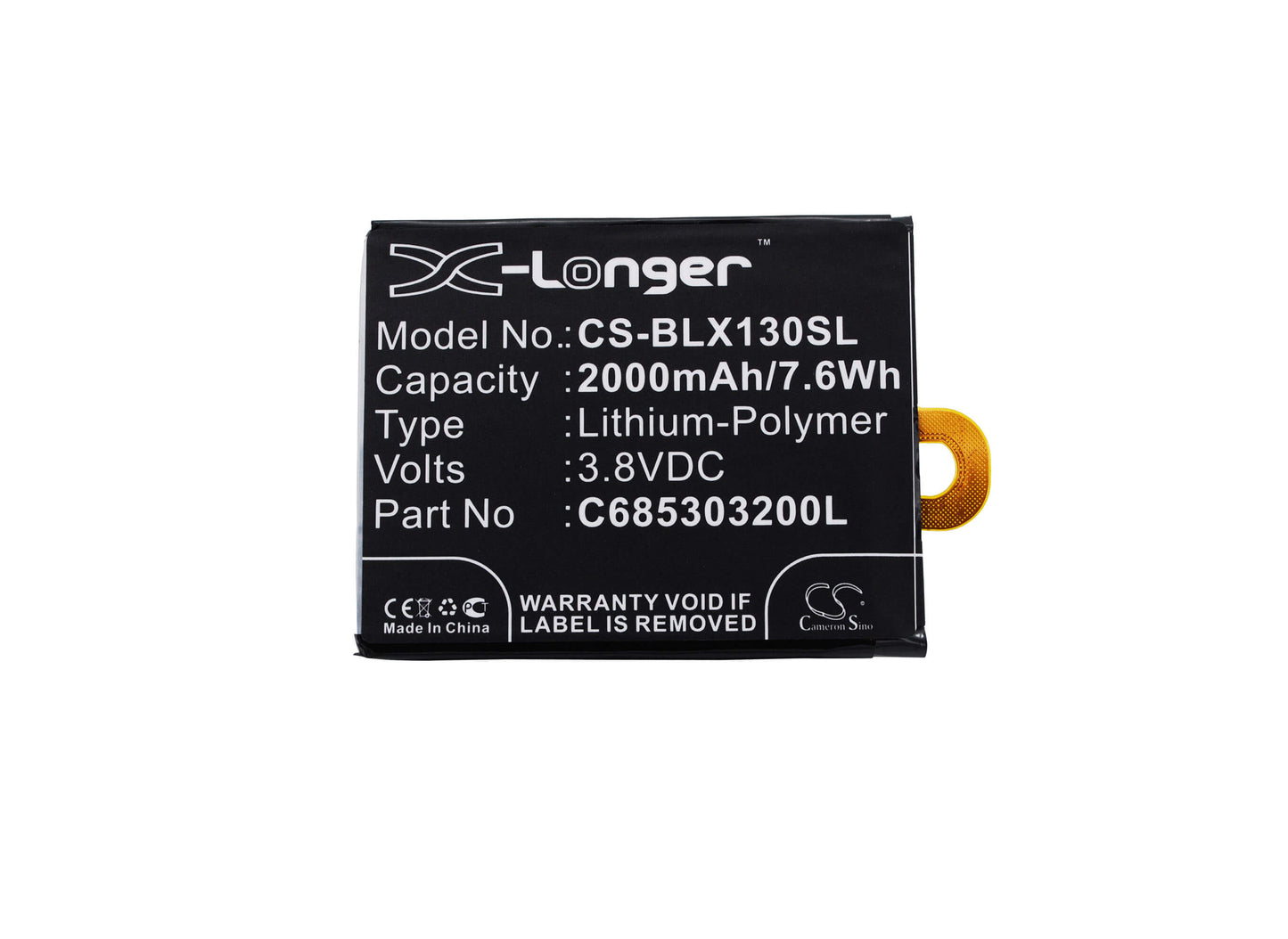 3.8V, 2000mAh, Li-Polymer Battery fits Blu, Win Jr Lte, X130, 7.6Wh