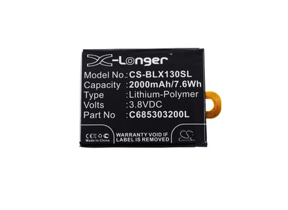 3.8V, 2000mAh, Li-Polymer Battery fits Blu, Win Jr Lte, X130, 7.6Wh