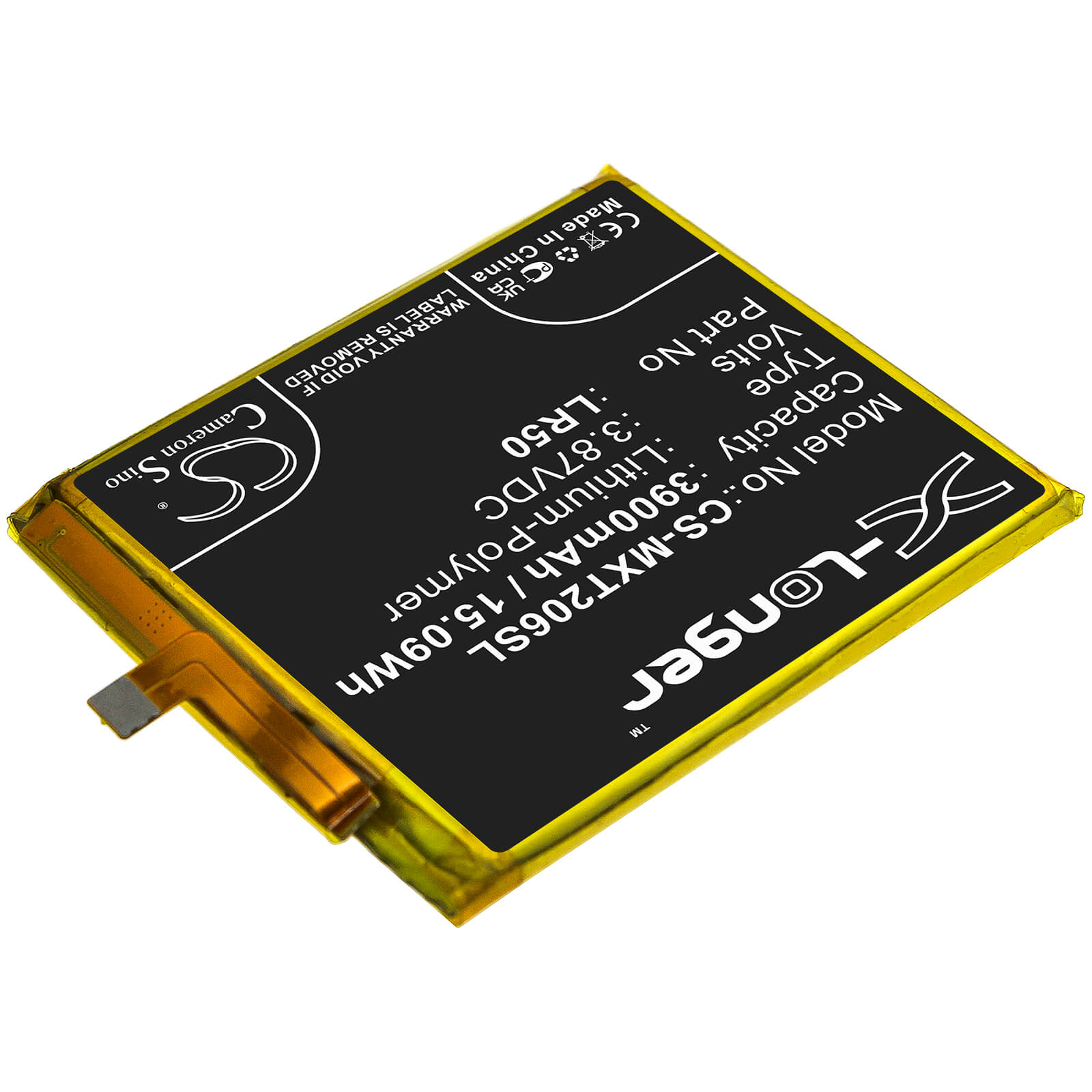 3.87V, 3900mAh, Li-Polymer Battery fits Motorola, Moto Edge, Moto Edge 5g, 15.093Wh