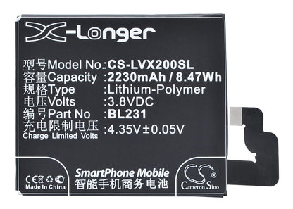 3.8V, 2230mAh, Li-Polymer Battery fits Lenovo, S90e, S90t, 8.474Wh