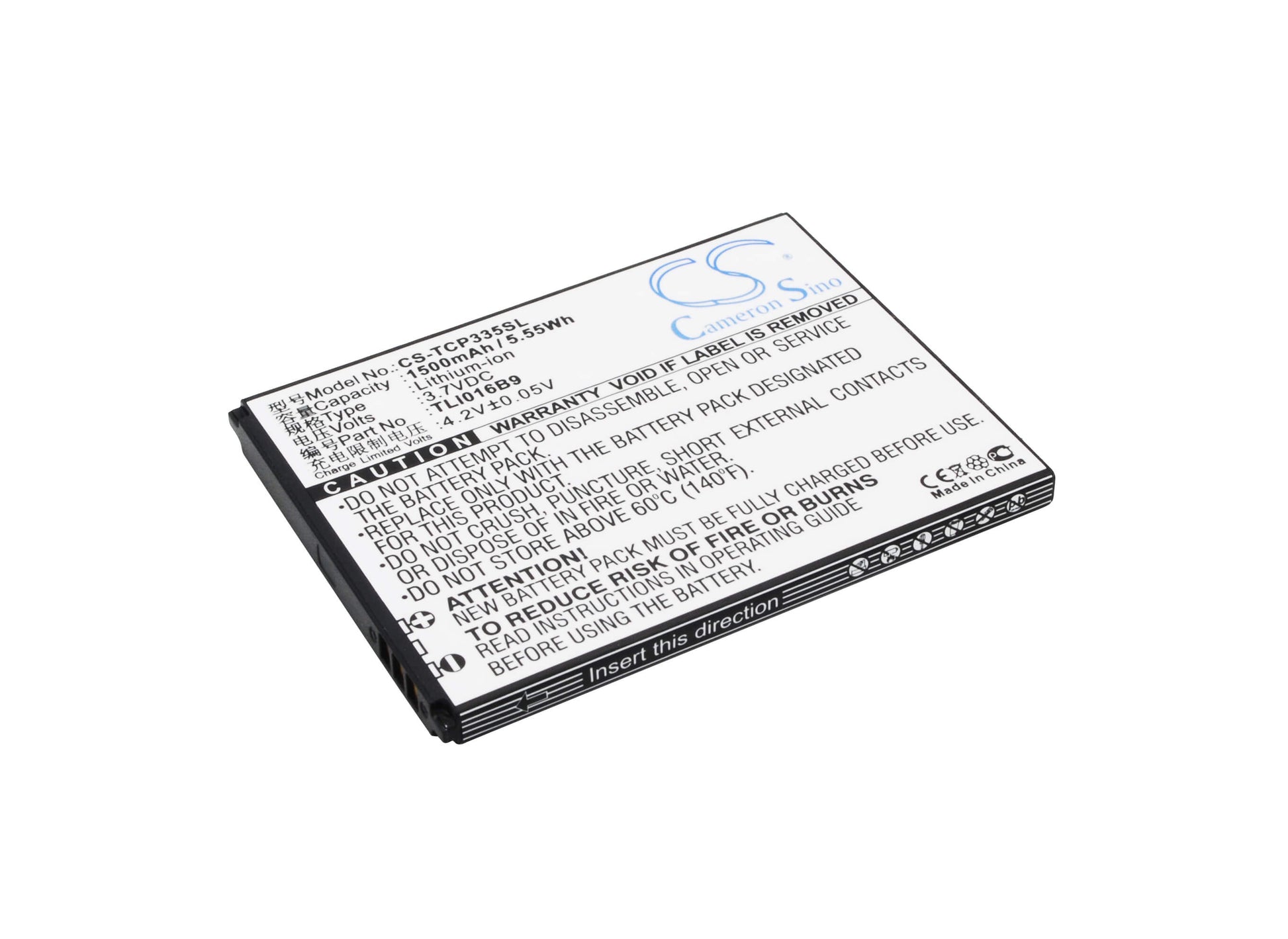 3.7V, 1500mAh, Li-ion Battery fits Tcl, P332u, P335m, 5.55Wh