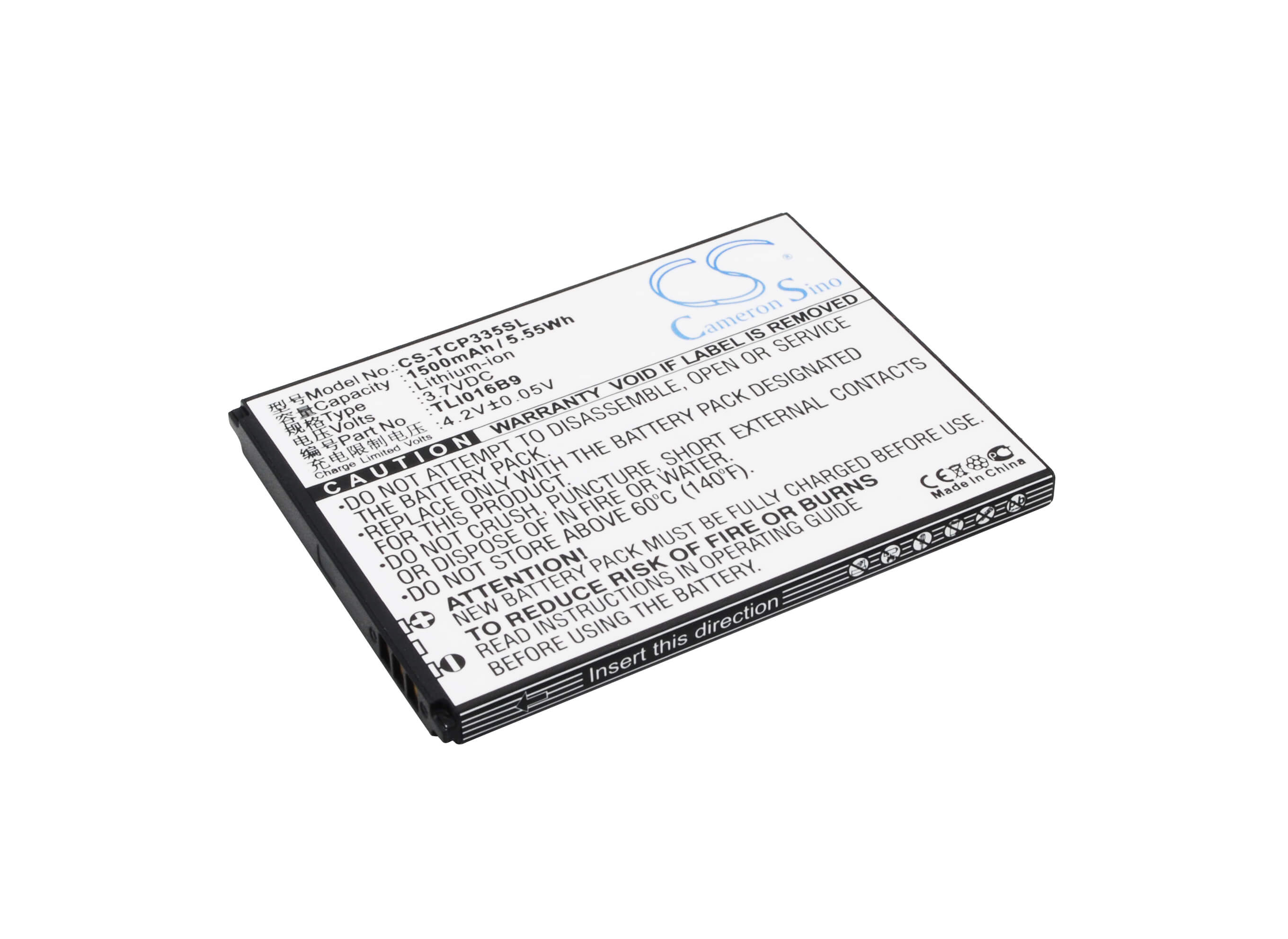 3.7V, 1500mAh, Li-ion Battery fits Tcl, P332u, P335m, 5.55Wh