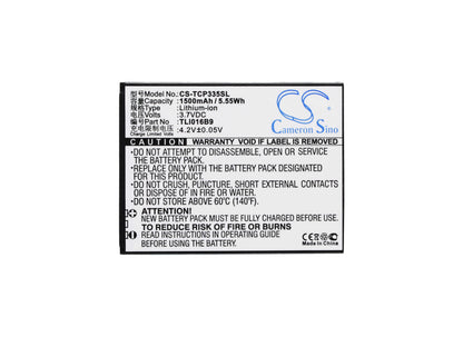 3.7V, 1500mAh, Li-ion Battery fits Tcl, P332u, P335m, 5.55Wh