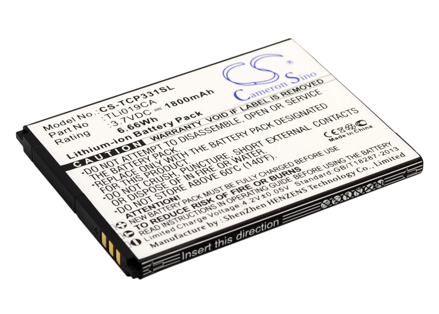 3.7V, 1800mAh, Li-ion Battery fits Tcl, P331m, 6.66Wh