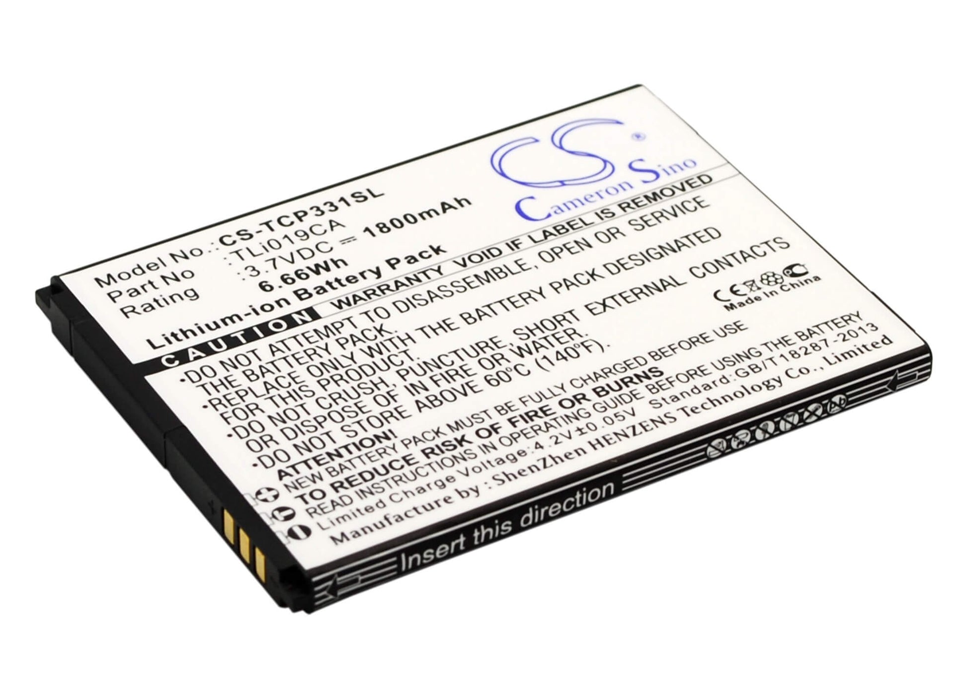 3.7V, 1800mAh, Li-ion Battery fits Tcl, P331m, 6.66Wh