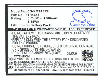 3.7V, 1500mAh, Li-ion Battery fits Kazam, Trooper 445l, 5.55Wh