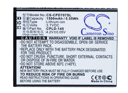 3.7V, 1500mAh, Li-ion Battery fits Coolpad, 8707, 5.55Wh