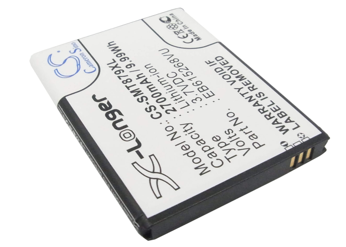 3.7V, 2700mAh, Li-ion Battery fits At&t, Galaxy Note, Galaxy Note 4g, 9.99Wh
