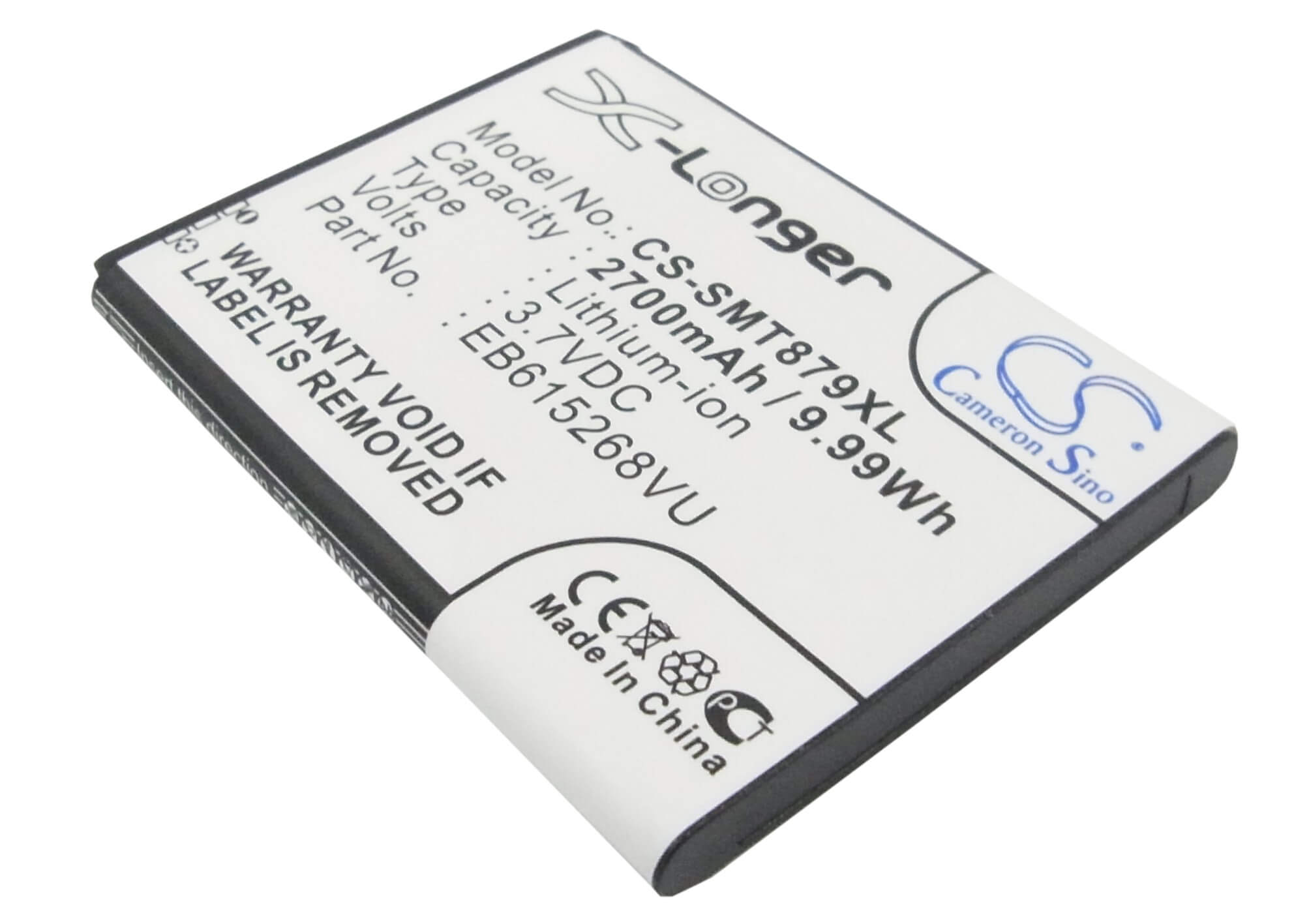 3.7V, 2700mAh, Li-ion Battery fits T-mobile, Galaxy Note, Sgh-t879, 9.99Wh