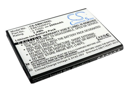 3.7V, 2000mAh, Li-ion Battery fits Telstra, Galaxy Note, Gt-n7000b Next G, 7.4Wh