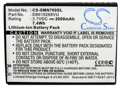 3.7V, 2000mAh, Li-ion Battery fits Telstra, Galaxy Note, Gt-n7000b Next G, 7.4Wh