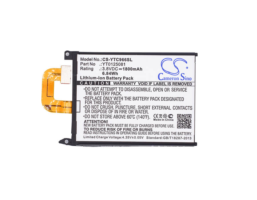 3.8V, 1800mAh, Li-ion Battery fits Yotaphone, C9660, 6.84Wh