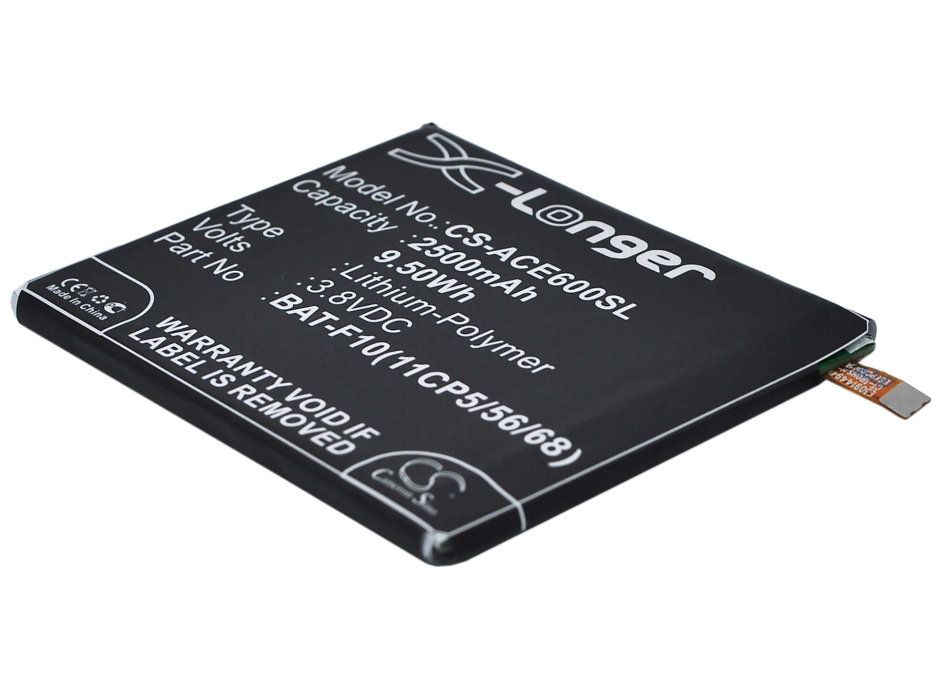 3.8V, 2500mAh, Li-Polymer Battery fits Acer, Liquid E600, 9.5Wh